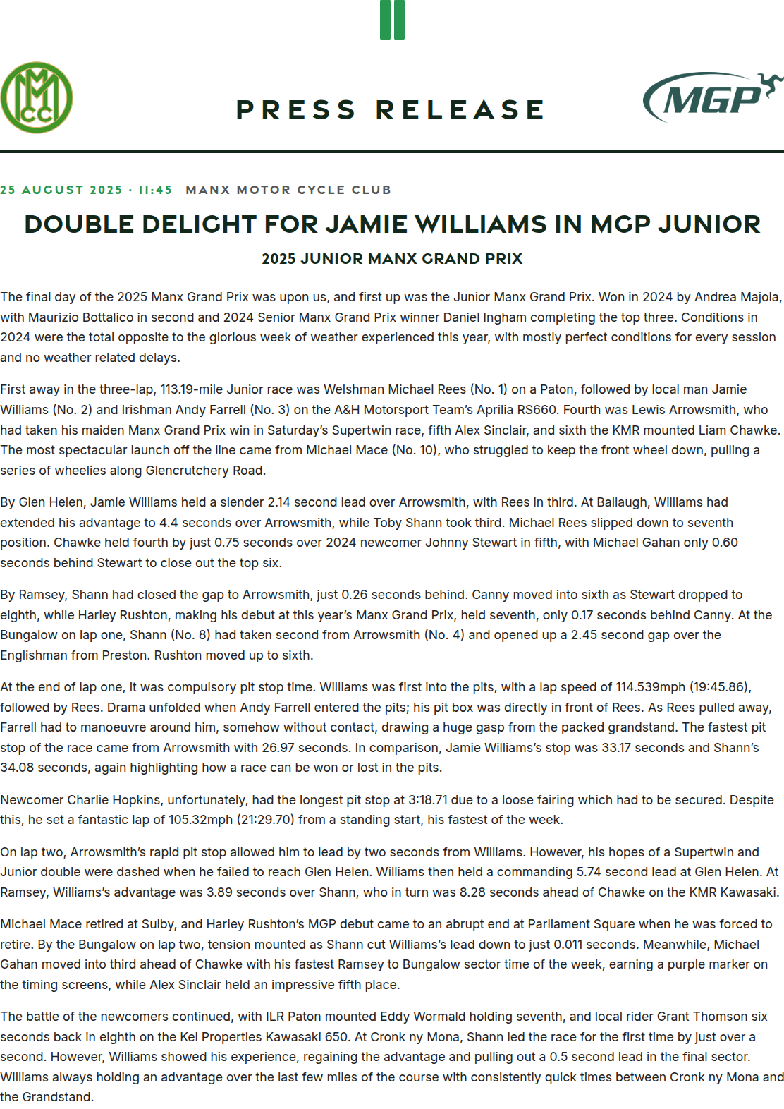 Press release preview