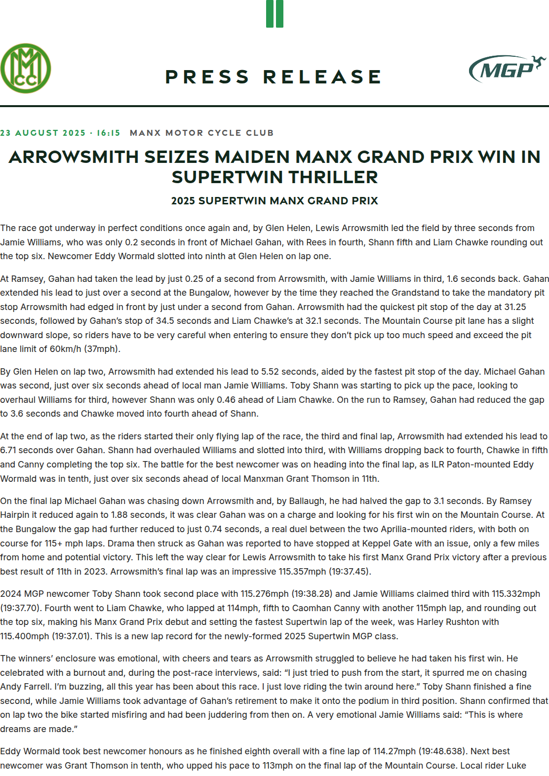 Press release preview