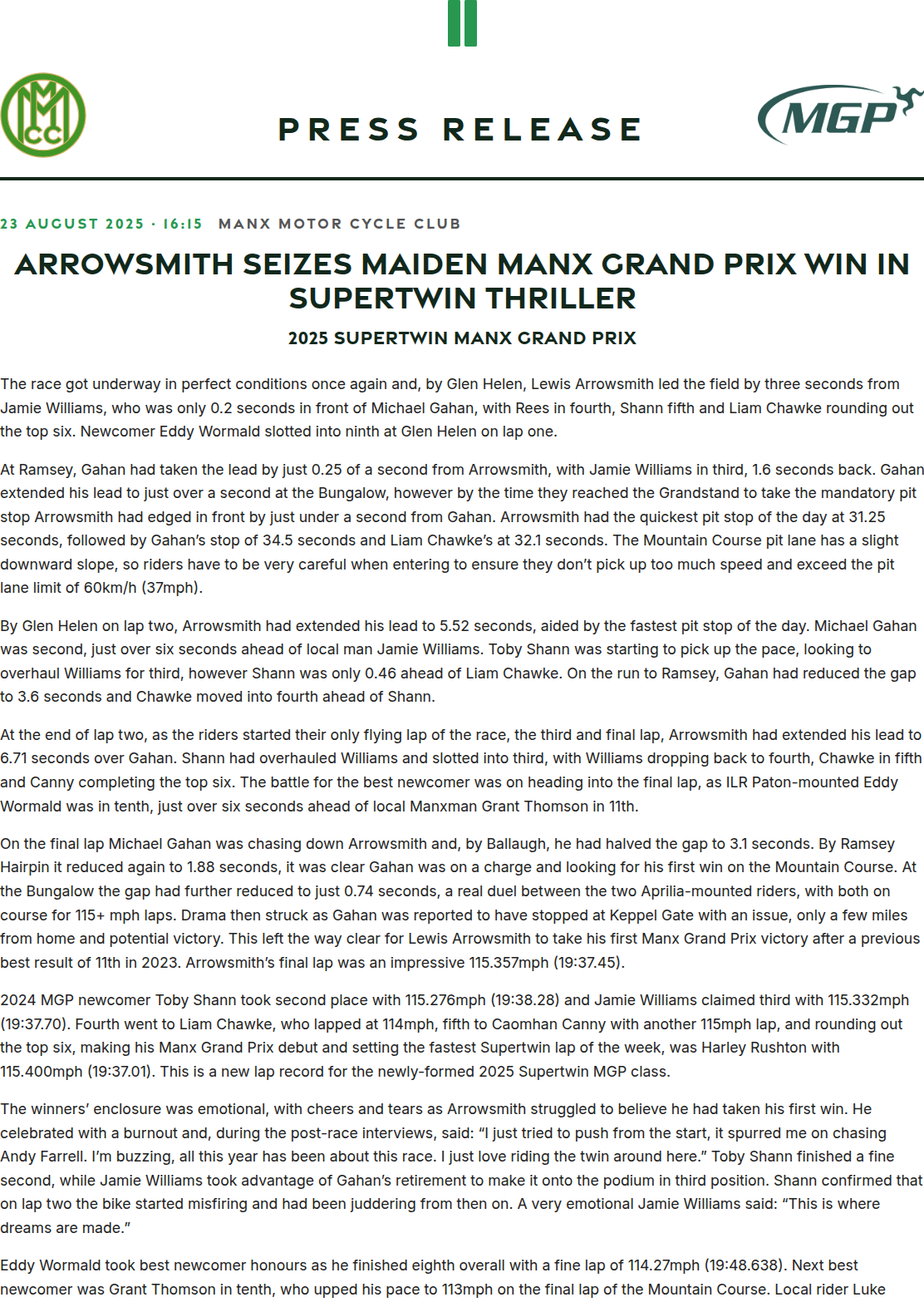 Press release preview