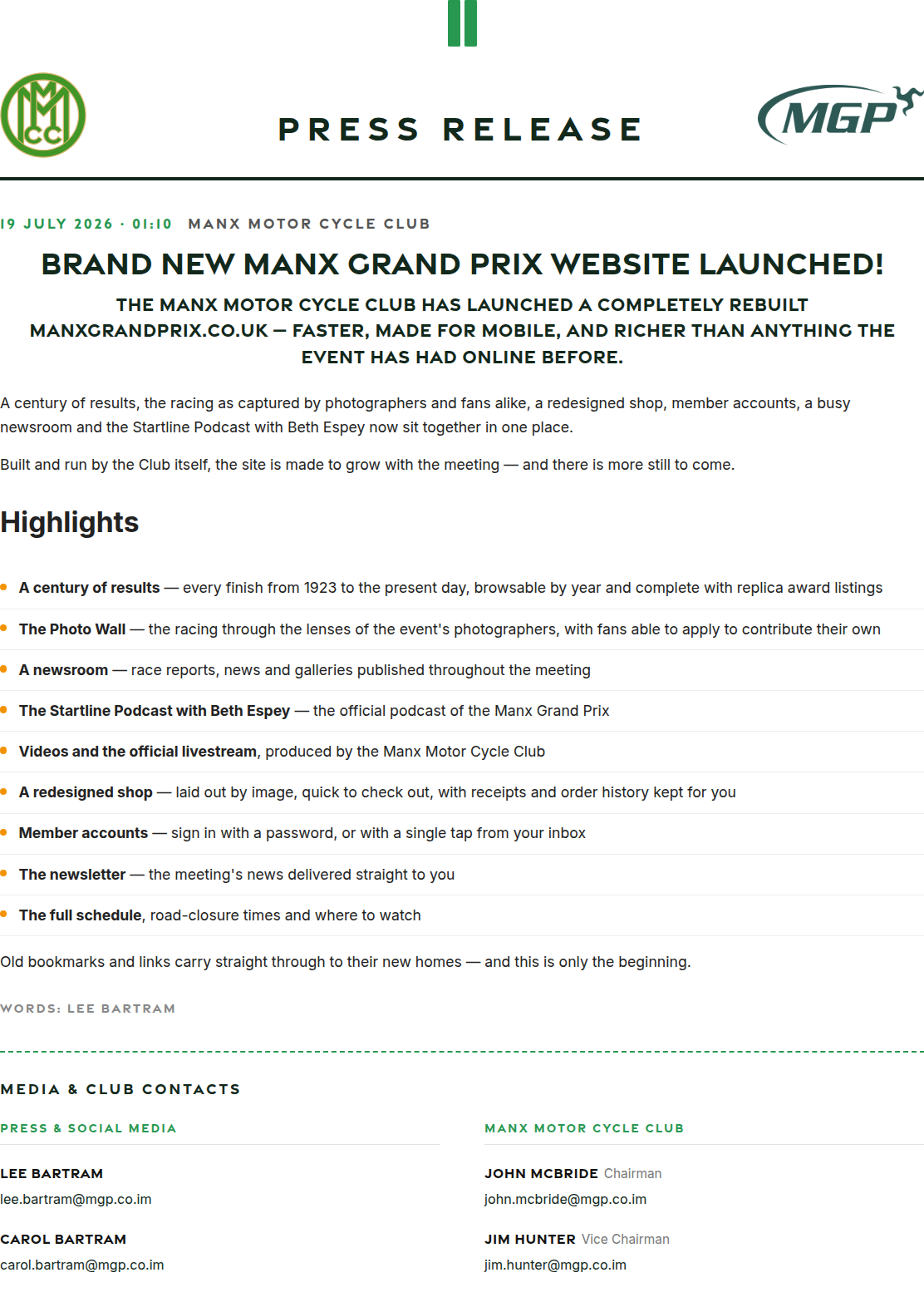 Press release preview