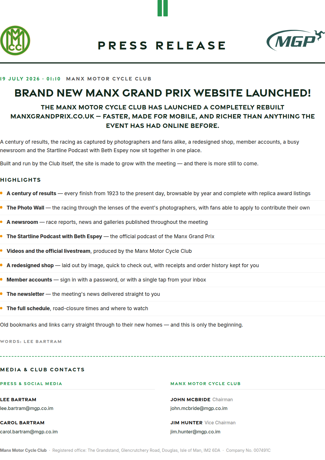 Press release preview