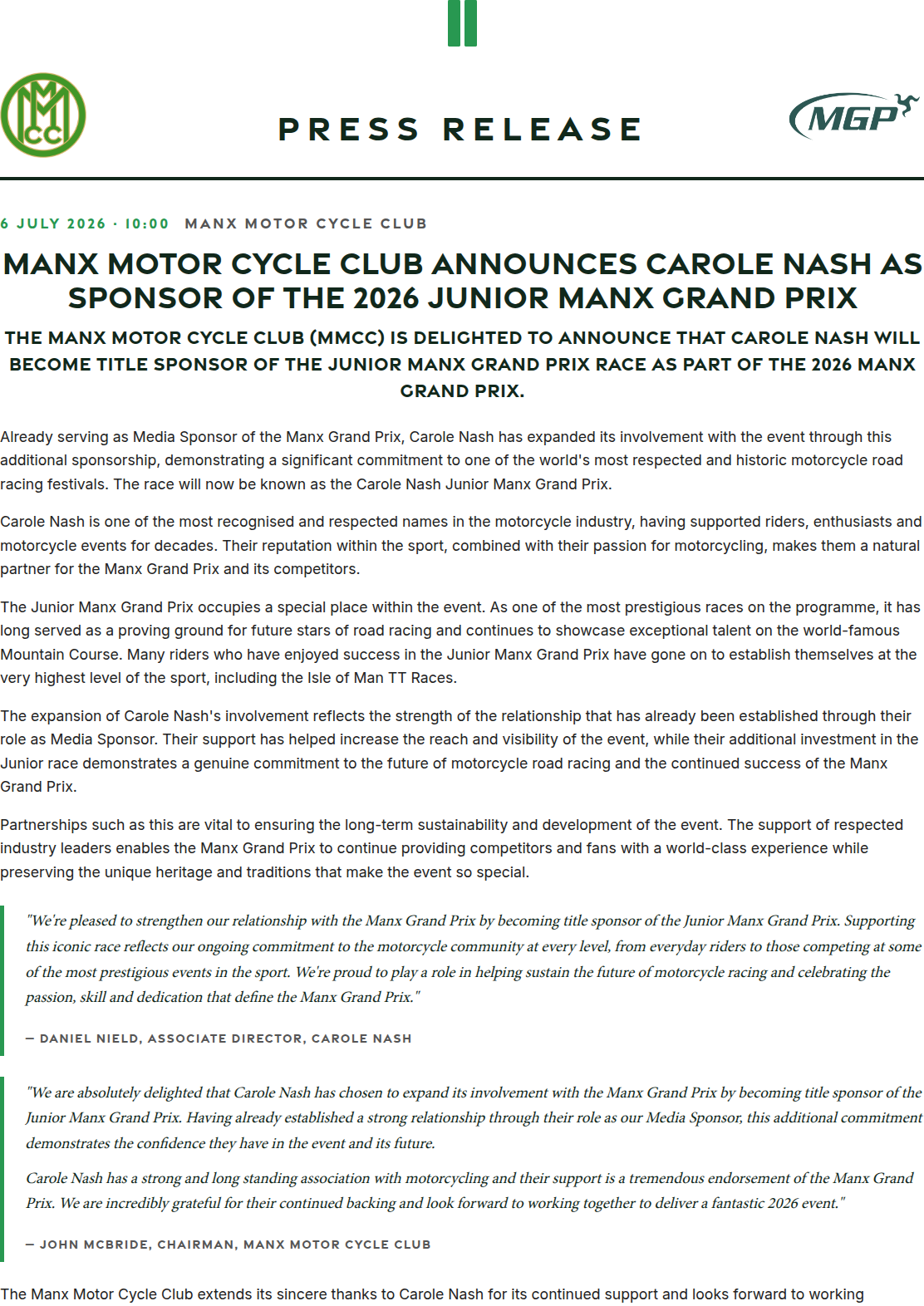 Press release preview