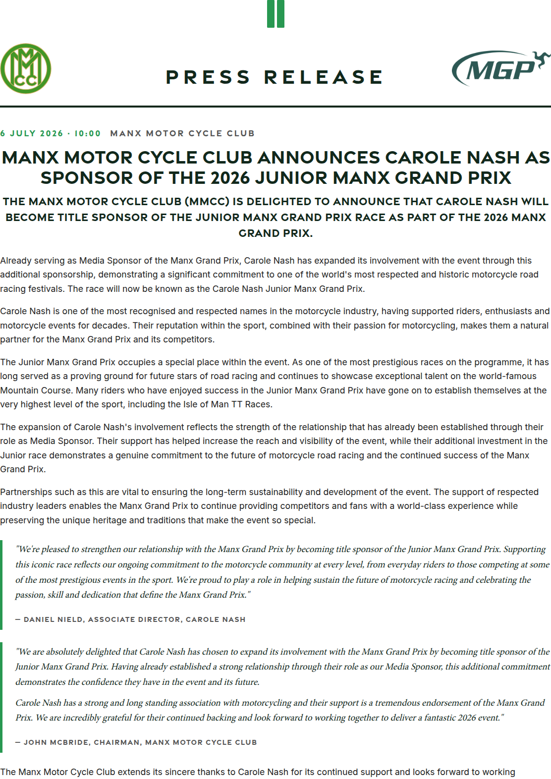 Press release preview