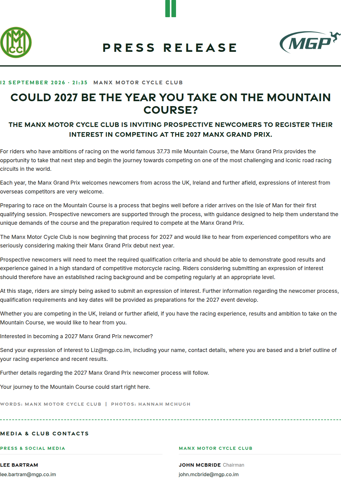 Press release preview