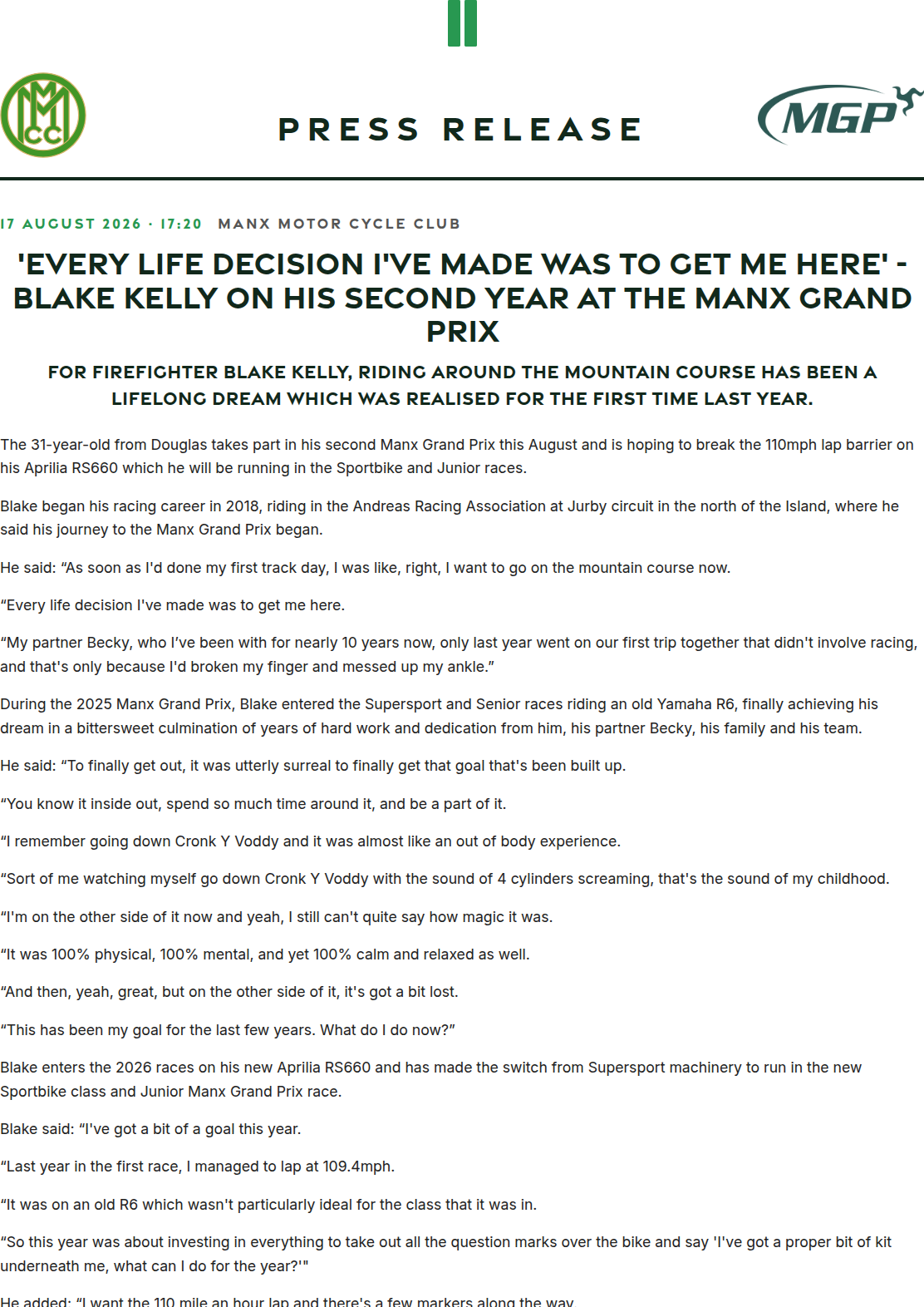 Press release preview