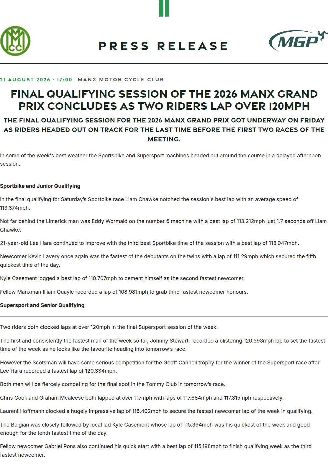 Press release preview