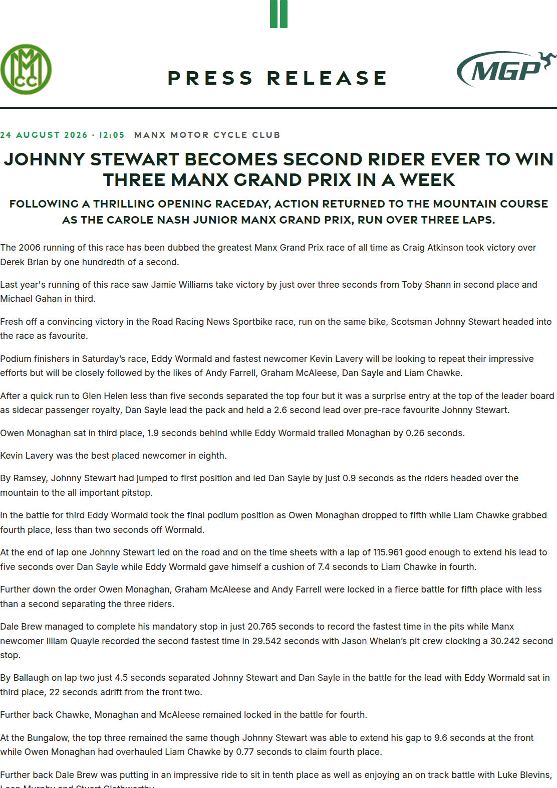 Press release preview
