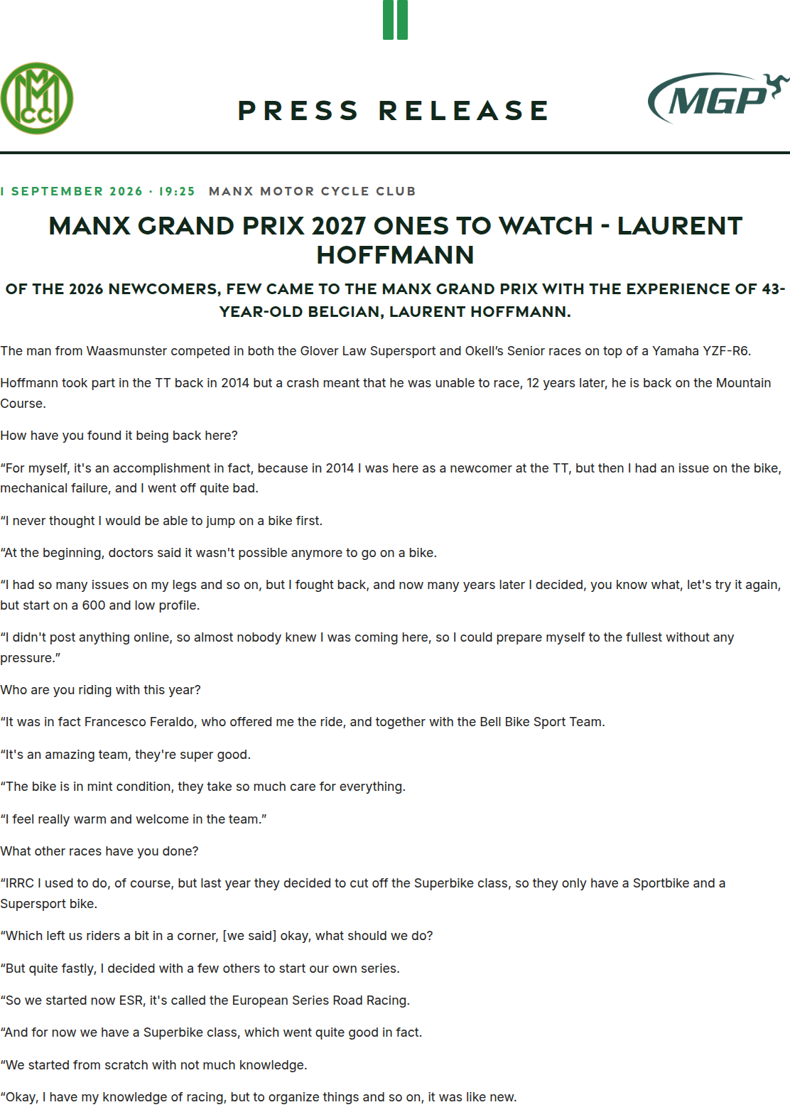 Press release preview