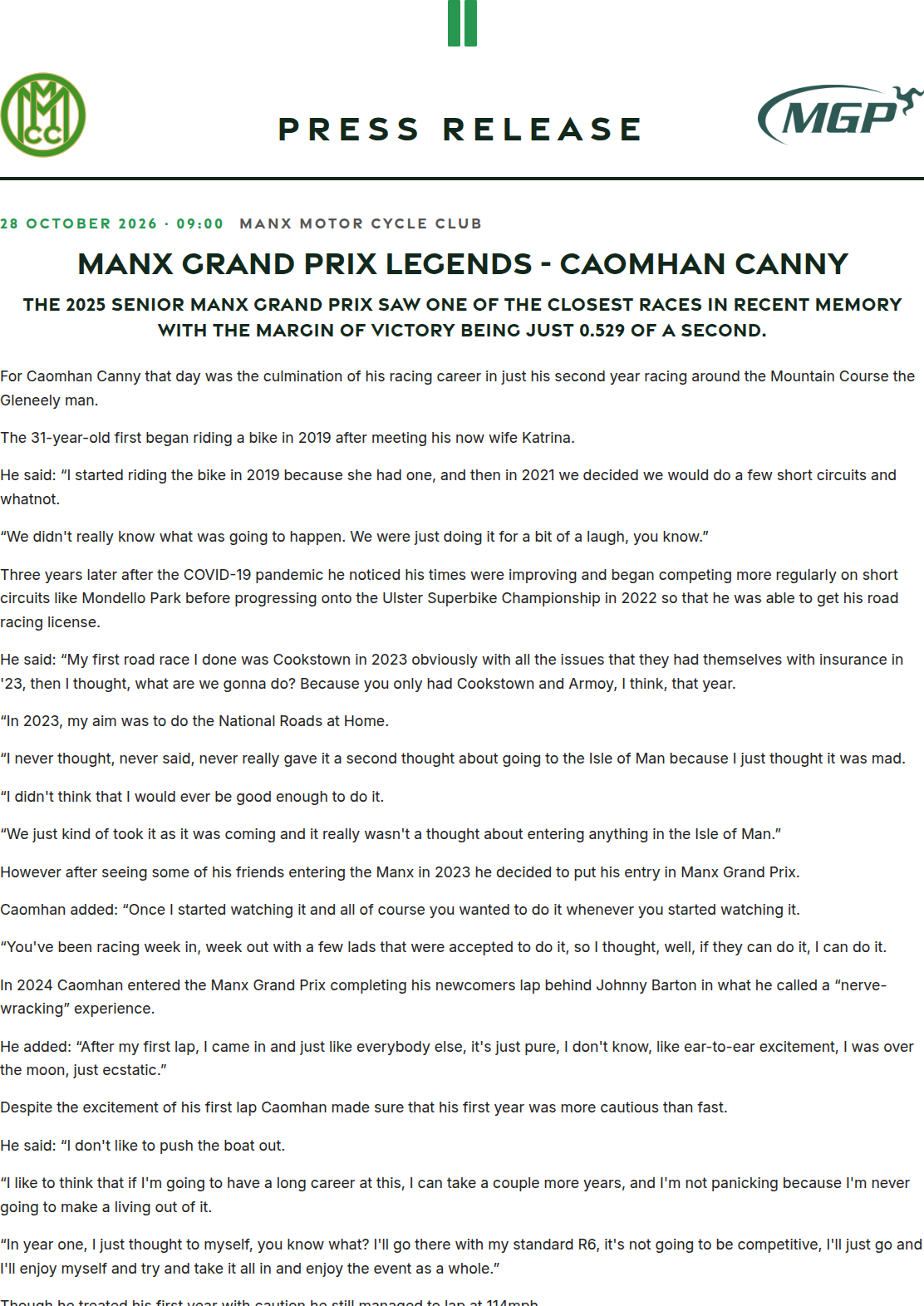 Press release preview