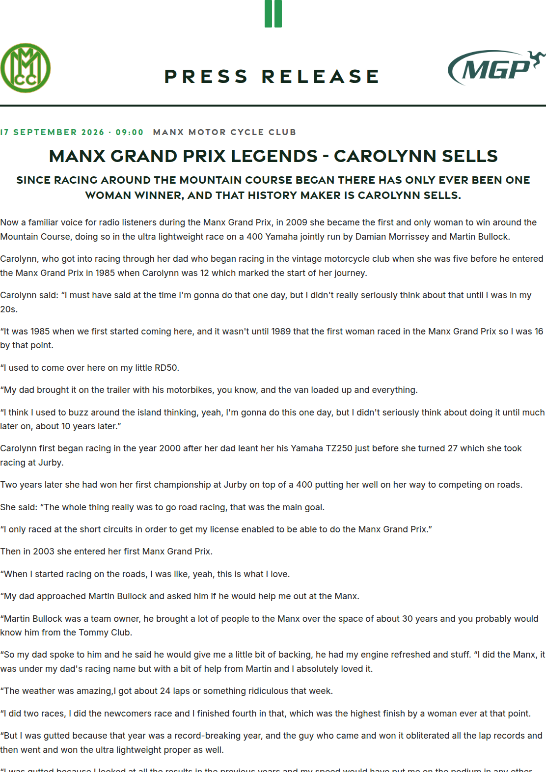 Press release preview