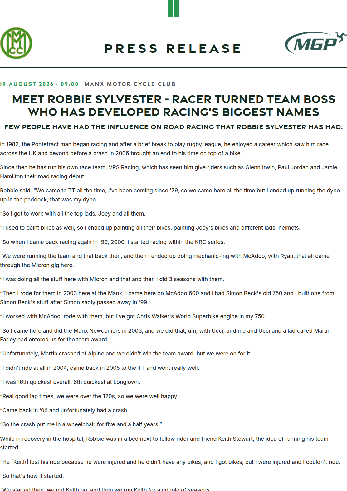 Press release preview