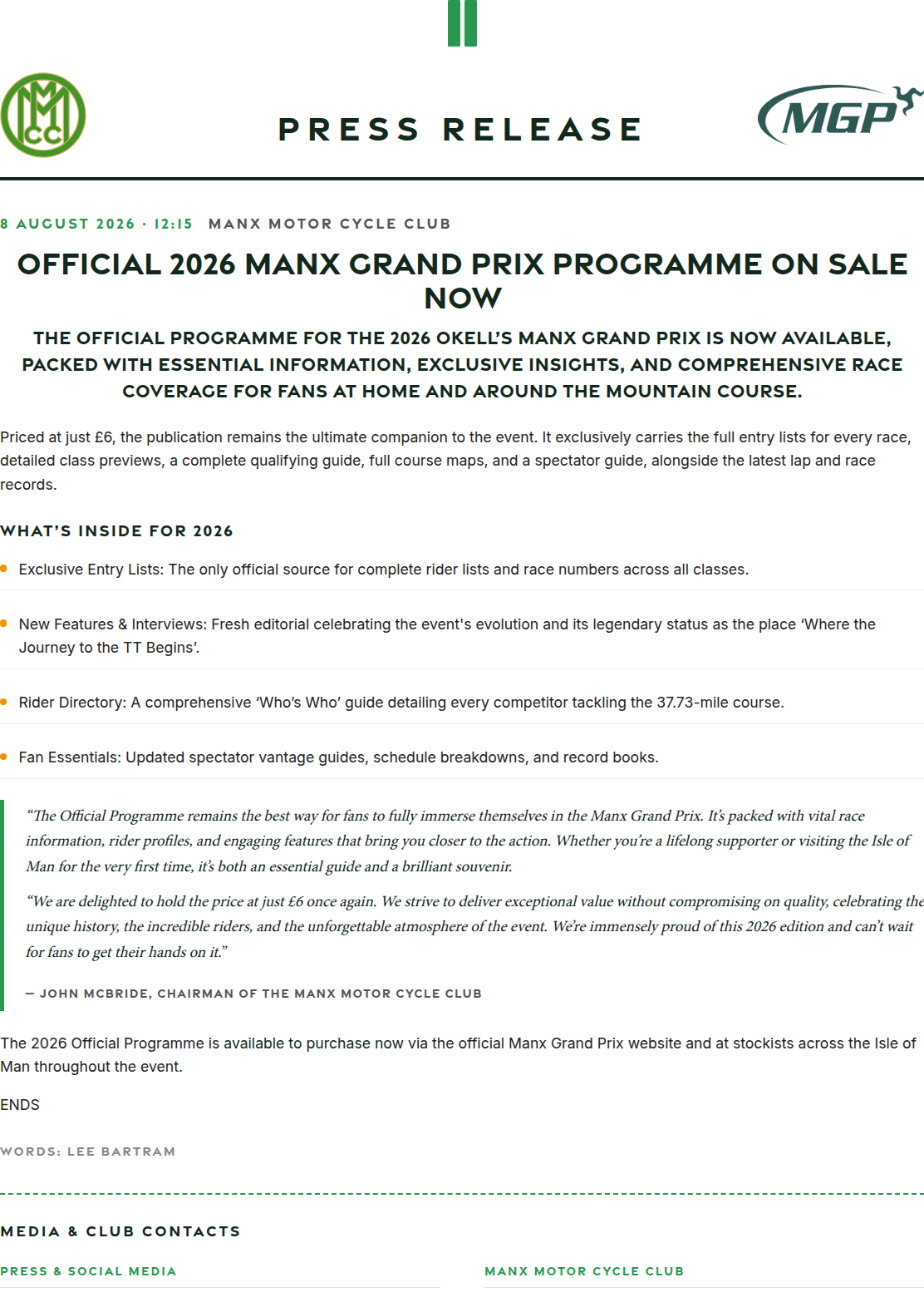 Press release preview