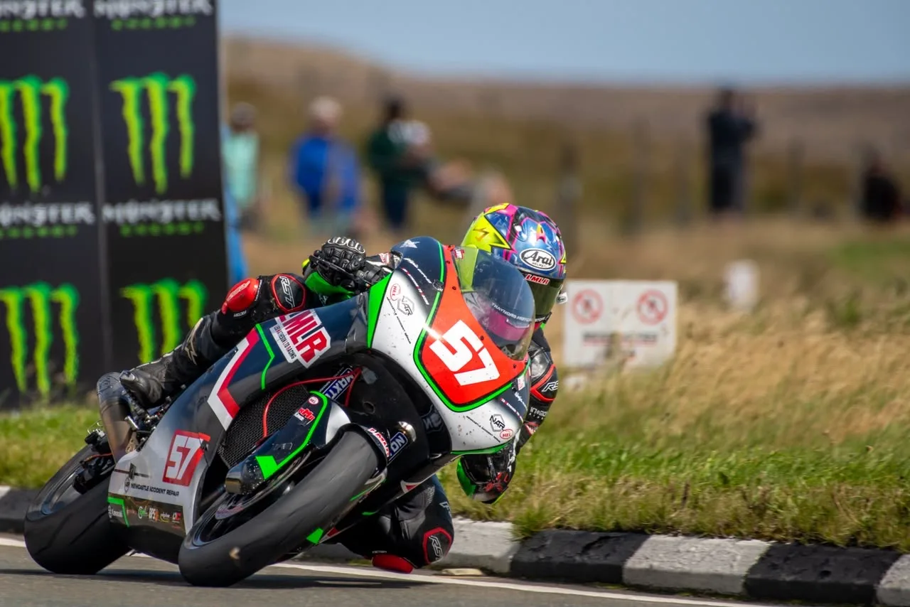 Johnny Stewart takes the victory in spectacular style in the Road Racing News Sportbike race
