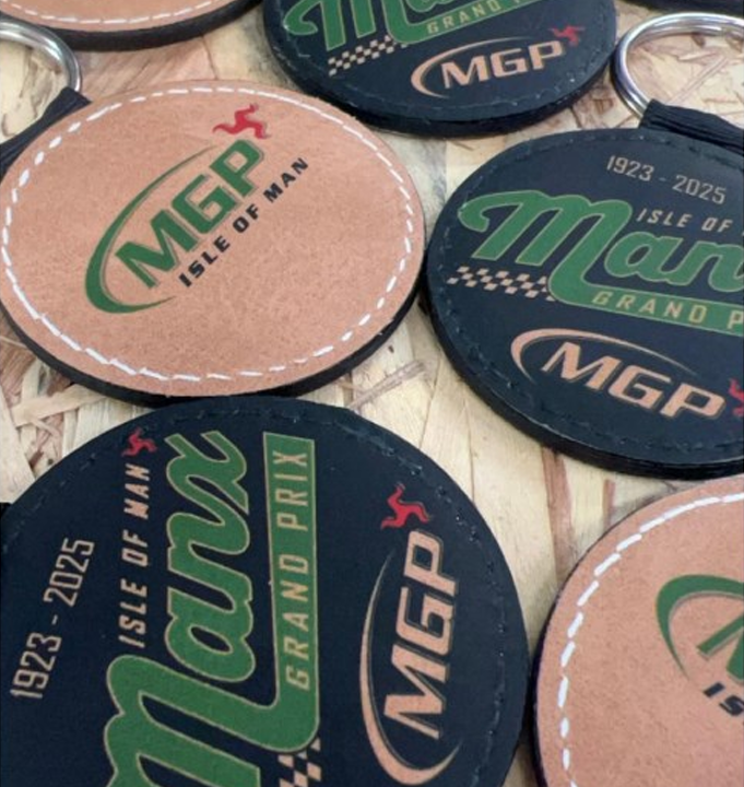 Round Faux Leather Key Fob